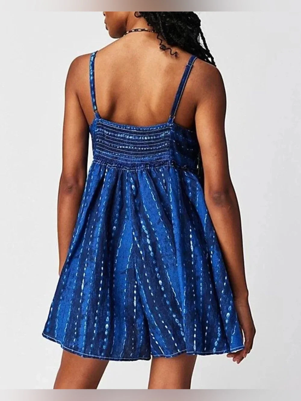NWT Free People Ocean Ave Romper - blue combo indigo - XS